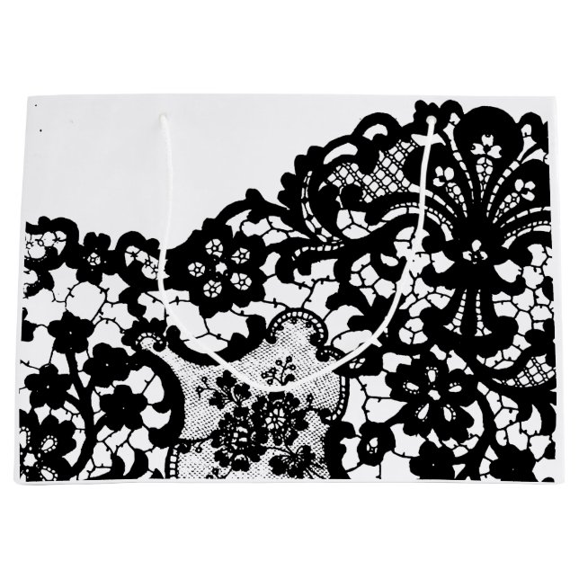 GIFT BAG BLACK AND WHITE LACE  (Front)