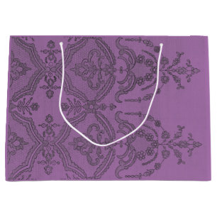 GIFT BAG BLACK ANTIQUE LACE IN LIGHT PLUM 