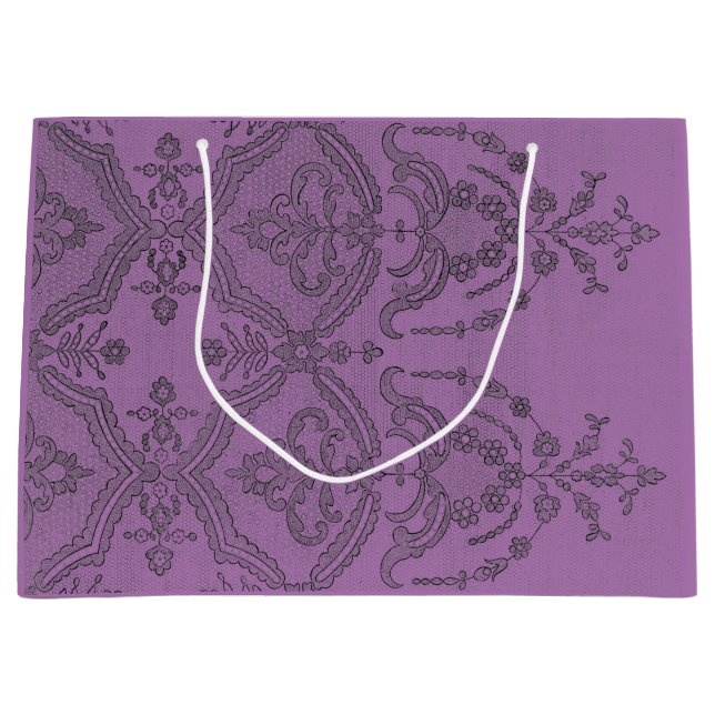 GIFT BAG BLACK ANTIQUE LACE IN LIGHT PLUM  (Front)