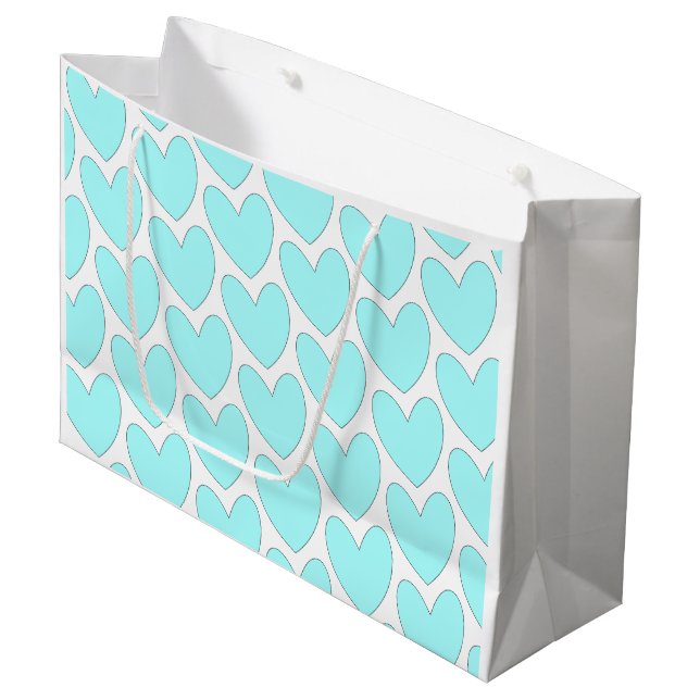 Gift Bag - Blue Hearts (Front Angled)