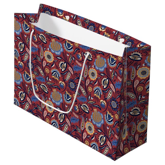 Gift Bag - Boho Bold Floral Red (Front Angled)