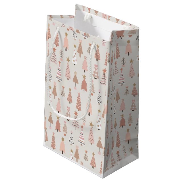 Gift Bag Christmas Pink Scandinave Sapin (Back Angled)