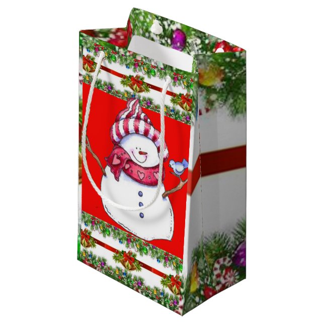Gift Bag Christmas Snowman (Front Angled)