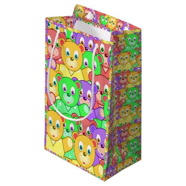 Gift Bag Colorful Teddy Bears (Front Angled)