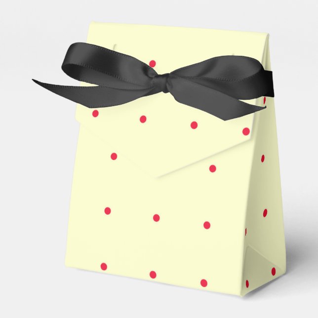 Gift Bag Cream with Red Dots and Black Ribbon Favor Boxes (Front Side)