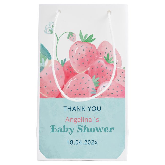 Gift Bag for baby shower cute strawberries (Front)