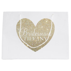 Gift Bag - Gold Glitter Heart Fab Bridesmaid