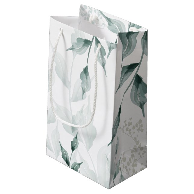 Gift Bag | Grayed Jade Green Botanical (Back Angled)