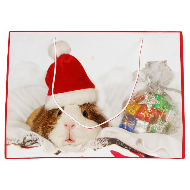 Gift Bag GUINEA PIG IN A SANTA HAT 