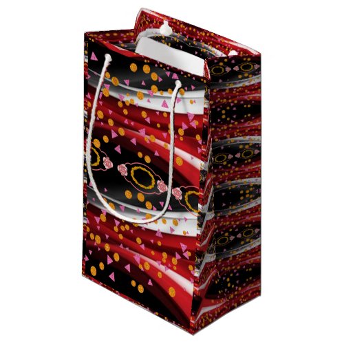Gift Bag Happy Abstract Red Black White 