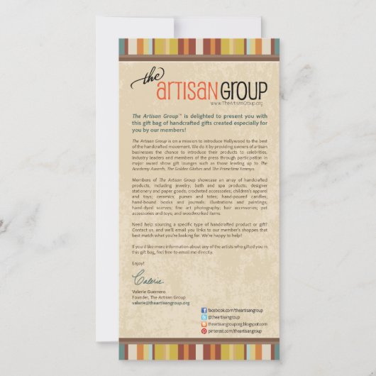 Gift Bag Inclusion Card (Front)