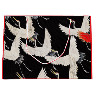 GIFT BAG JAPANESE CRANE BLACK AND RED