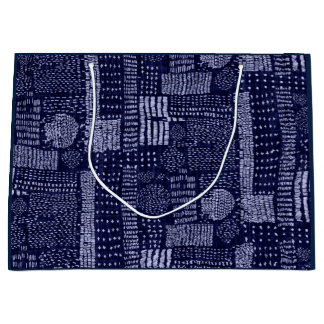 GIFT BAG JAPANESE GEOMETRIC PATTERN IN DARK BLUE