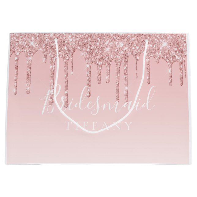 Gift Bag - Pink Glitter Drip Bridesmaid (Front)