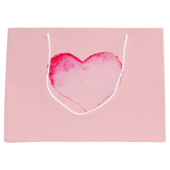 Gift Bag PINK WATERCOLOR HEART (Front)