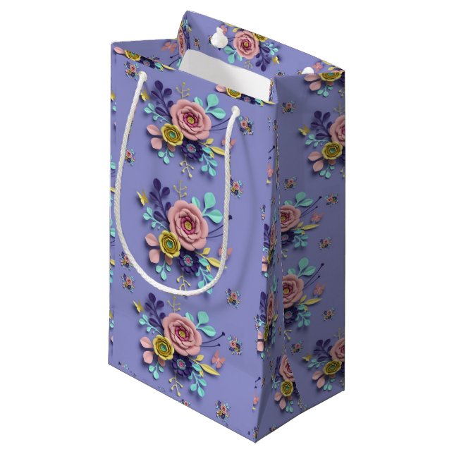Gift Bag Purple Floral (Front Angled)