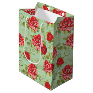 Gift Bag-Red Rose Print Medium Gift Bag