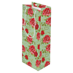 Gift Bag-Red Rose Print Wine Gift Bag