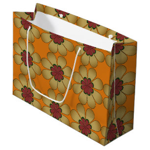 Gift Bag - Stylized Daisies on Orange