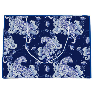 GIFT BAG TIGERS IN CLOUDS IN BLUE