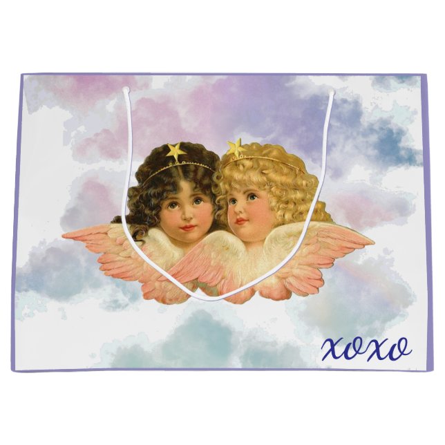 GIFT BAG TWIN ANGELS IN PASTELS  (Front)