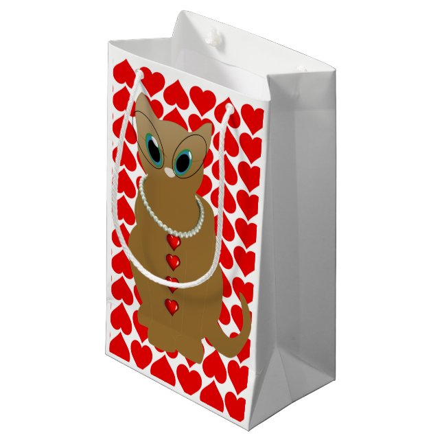 Gift Bag Valentine's Cat (Front Angled)