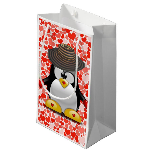 Gift Bag Valentine's Penguin (Front Angled)