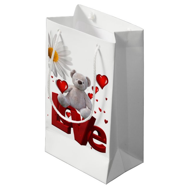 Gift Bag Valentine's Teddy Bear (Front Angled)