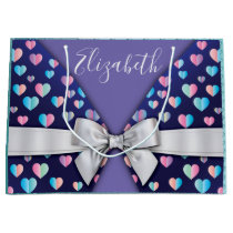 Gift Bag with Bow and Heart Speckles