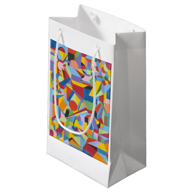 Gift Bag with Fun Bright Colors and Bold Design (Front Angled)