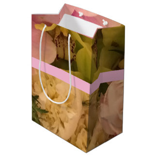 Gift bag with orchids and peonies - medium,
