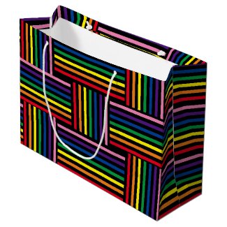Gift Bag - Woven Rainbow Colored Ribbons