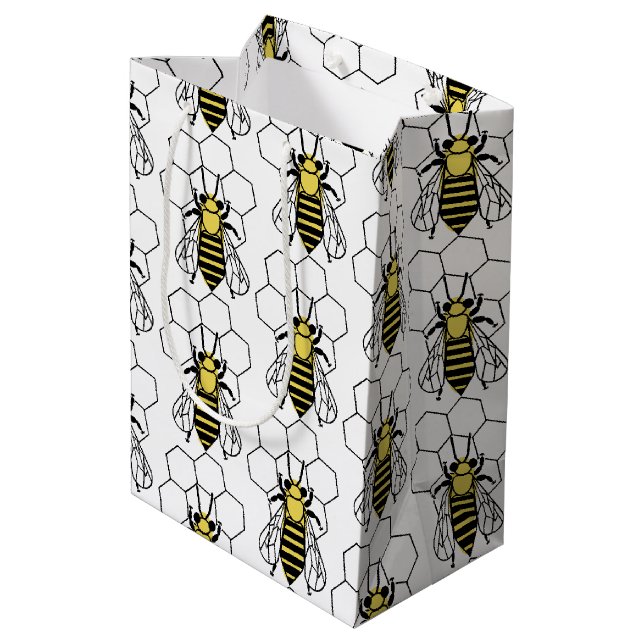 Gift Bag - Yellow and Black Bees  (Back Angled)