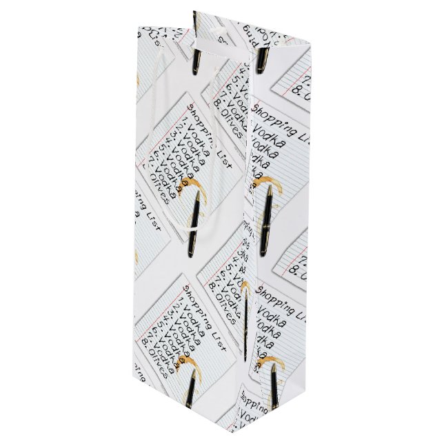 GIFT BAGS - VODKA SHOPPING LIST (Front Angled)