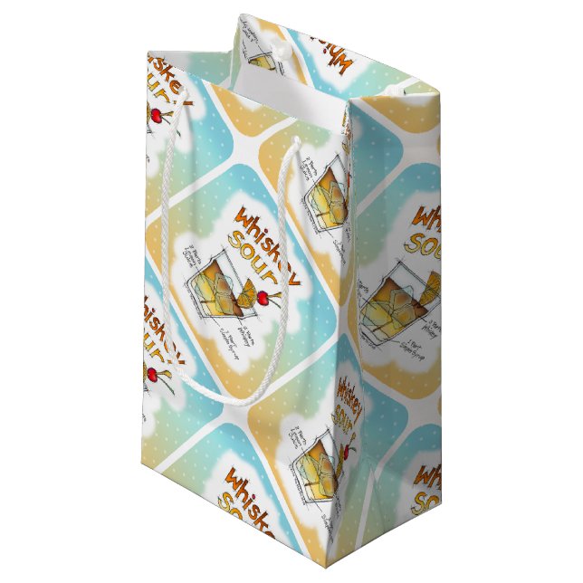 GIFT BAGS - WHISKEY SOUR RECIPE COCKTAIL ART (Front Angled)