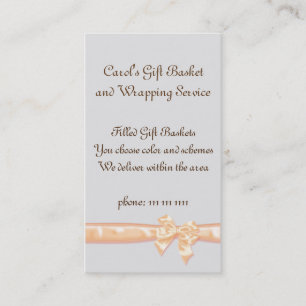 Gift Basket Service Template, Simple Peach Ribbon Business Card