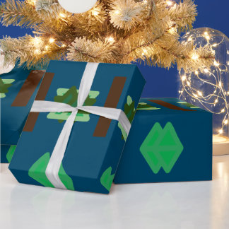 GIFT _BEAUTIFUL_KELLY_GREEN_OCEAN_BLUE_BROWN WRAPPING PAPER