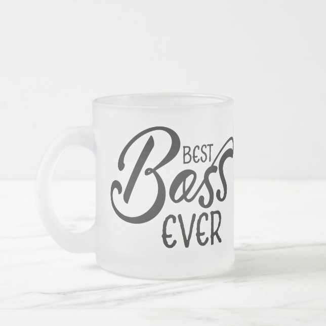 Gift Best Boss Ever  - coffee Frosted Glass Coffee Mug (Left)