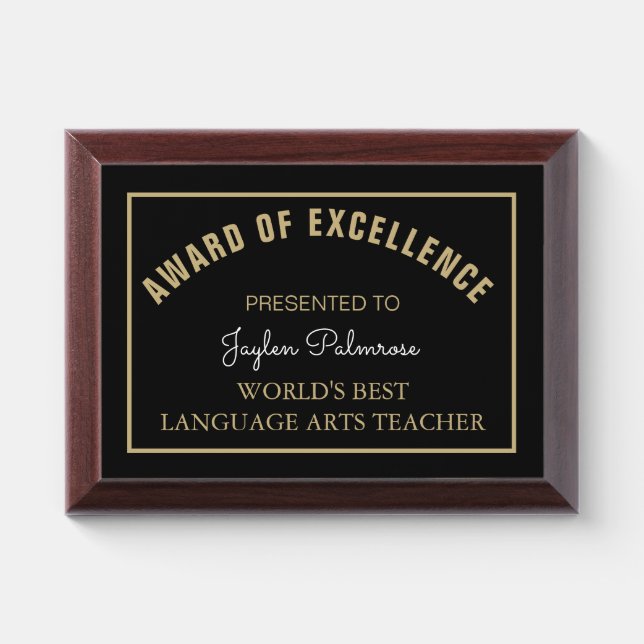 Gift! Best Language Arts teacher Award Plaque (Horizontal)