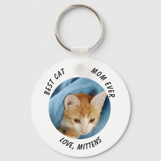 Gift Best Mom Cat personalised Cat Photo and Name Keychain