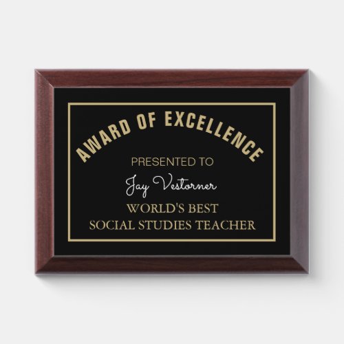 Gift Best Social Studies  teacher Award Plaque