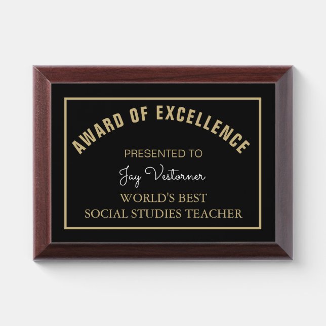 Gift! Best Social Studies  teacher Award Plaque (Horizontal)