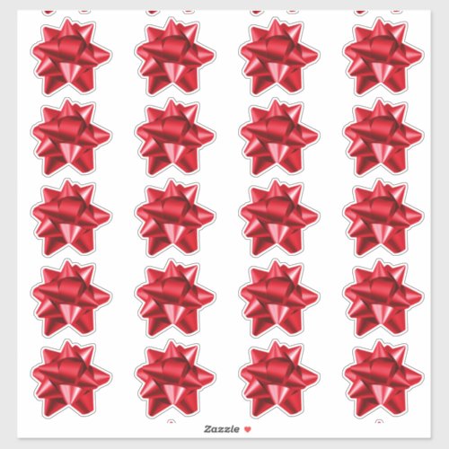 Gift Bow  Stickers  20 per sheet  Red