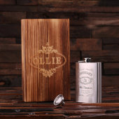 Gift Box & 8 Oz. Stainless Steel Hip Flask (Front)