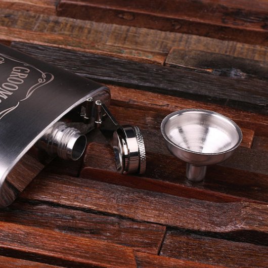 Gift Box & 8 Oz. Stainless Steel Hip Flask (Top)