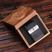 Gift Box and Black Leather Business Card Holder (Inside)