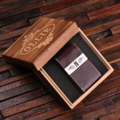 Gift Box and Brown Leather Business Card Holder (Inside)