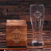 Gift Box and Engraved 24 oz. Beer Pilsner Glass (Lid & Glass)