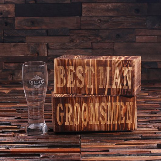 Gift Box and Engraved 24 oz. Beer Pilsner Glass (Front)