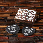 Gift Box and Engraved Heart Shaped Slate Coasters (Front)